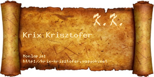 Krix Krisztofer névjegykártya